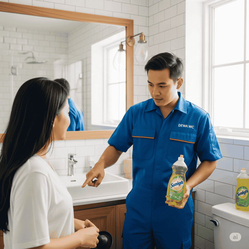 mengatasi wc mampet dengan sunlight